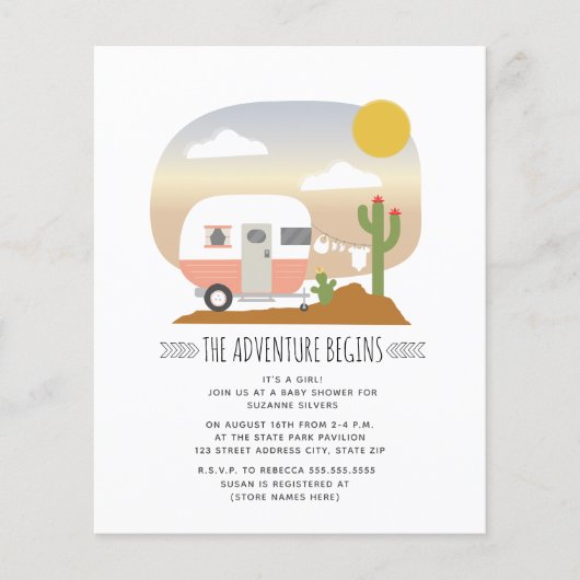 Budget Camper Desert Girl Baby shower (Voorkant)