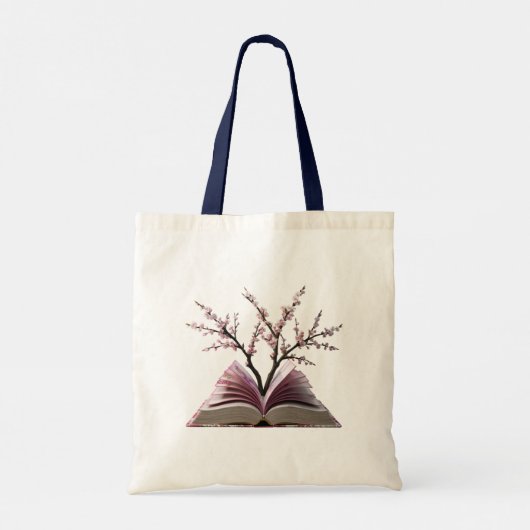 Budget Canvas tas – Cherry Blossom Book Art Design (Achterkant)