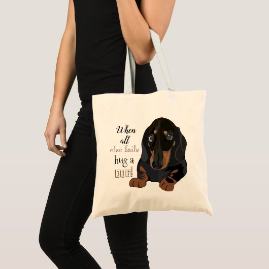 Budget Canvas tas "Hug a dog" Dachshund (Voorkant (product))