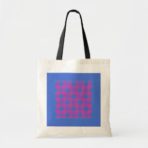 Budget Canvas tas: Magenta en Blue Faux-Patchwork Tote Bag