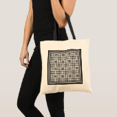 Budget Canvas tas Zwart Wit Welsh Tapestry Pattern (Voorkant (product))