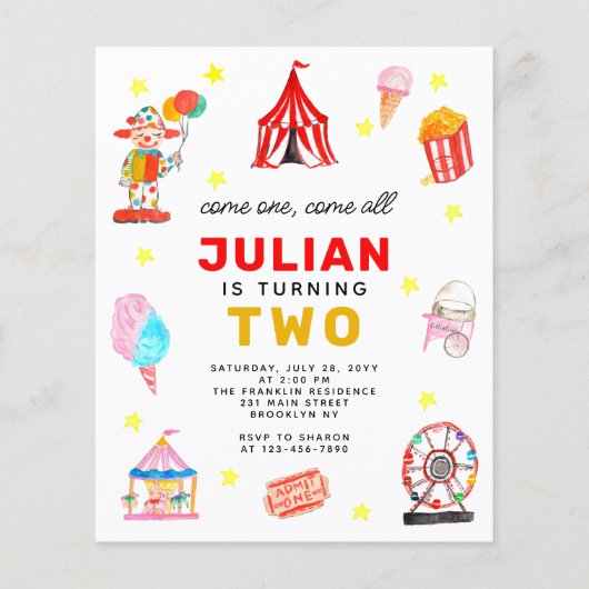 Budget carnaval Circus Tent Clown Popcorn Birthday (Voorkant)