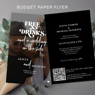 Budget casual trouwfoto QR RSVP uitnodiging Flyer