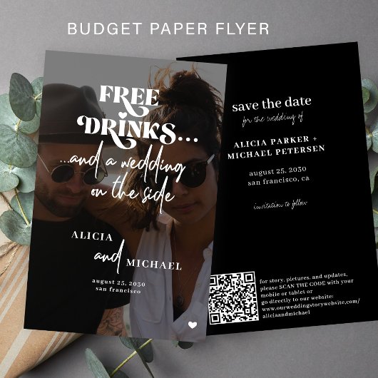 Budget casual trouwfoto QR save the date Flyer
