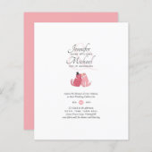 Budget Cat Bride en Groom Coral Wedding Invites (Voorkant / Achterkant)