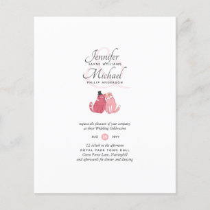 Budget Cat Bride en Groom Coral Wedding Invites