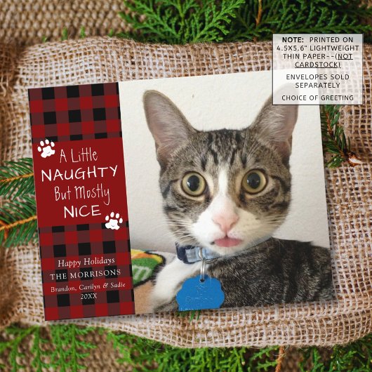 Budget Cat Photo Naughty of Nice Wenskaart