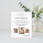 Budget Celebration of Life 3 Photo Invitation (Staand voorkant)