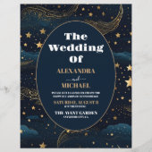 Budget Celestial Crescent Moon Gouden Bruiloft Flyer (Voorkant)