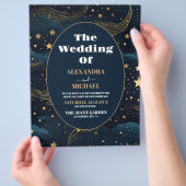 Budget Celestial Crescent Moon Gouden Bruiloft Flyer (Hand)