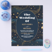 Budget Celestial Crescent Moon Gouden Bruiloft Flyer (Enkel)