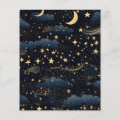 Budget Celestial Midnight Blue Stars Maan Bruiloft (Achterkant)