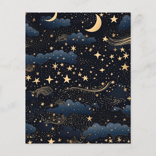 Budget Celestial Midnight Blue Stars Maan Bruiloft (Achterkant)