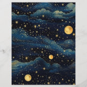 Budget Celestial Midnight Blue Stars Maan Bruiloft Flyer (Achterkant)