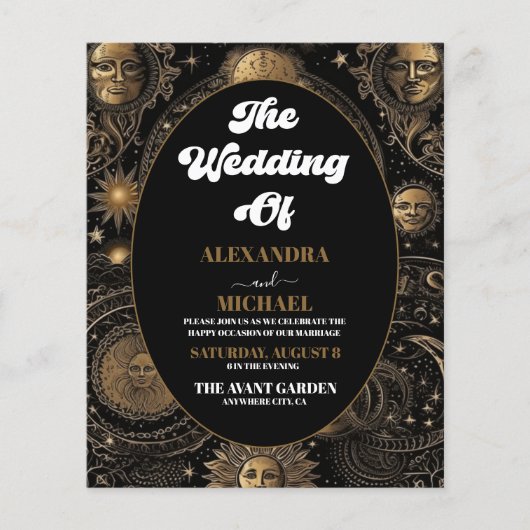 Budget Celestial Zwart Goud Bruiloft (Voorkant)