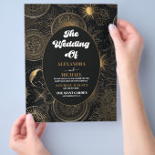 Budget Celestial Zwart Goud Bruiloft Flyer (Hand)
