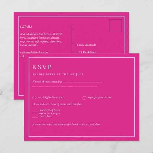 BUDGET CERISE PINK Modern Core Weddenschap Briefkaart (Voorkant / Achterkant)