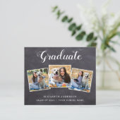 Budget Chalkboard 3 Foto Afstuderen Uitnodiging (Staand voorkant)