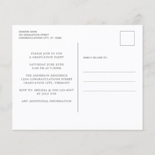 Budget Chalkboard 3 Foto Afstuderen Uitnodiging (Achterkant)