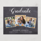 Budget Chalkboard 3 Foto Afstuderen Uitnodiging (Voorkant)