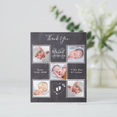 Budget Chalkboard 5 Foto New Baby Dank u Kaart (Staand voorkant)