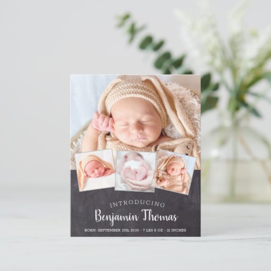 Budget Chalkboard Baby 4 Foto geboorte Dank u (Staand voorkant)