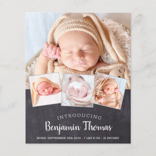 Budget Chalkboard Baby 4 Foto geboorte Dank u (Voorkant)