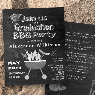 BUDGET Chalkboard BBQ Graduparty Invitation