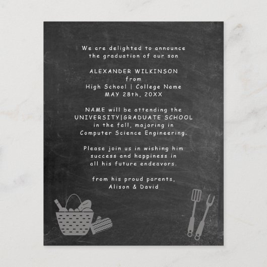 BUDGET Chalkboard BBQ Graduparty Invitation (Achterkant)