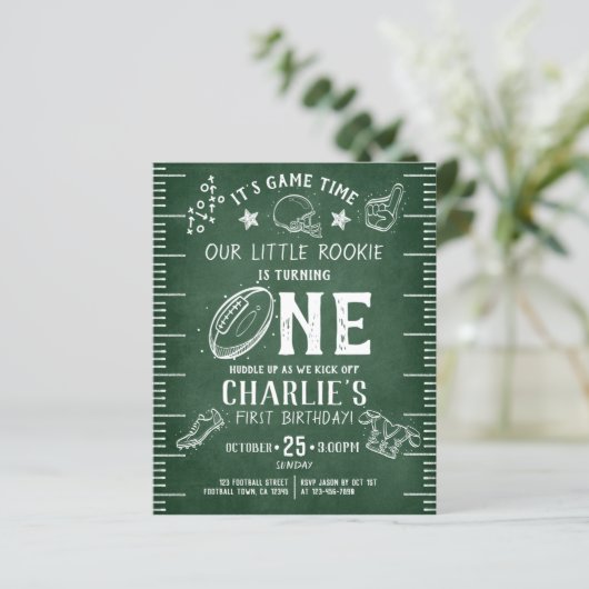 Budget Chalkboard Football Sport 1e Verjaardag (Staand voorkant)