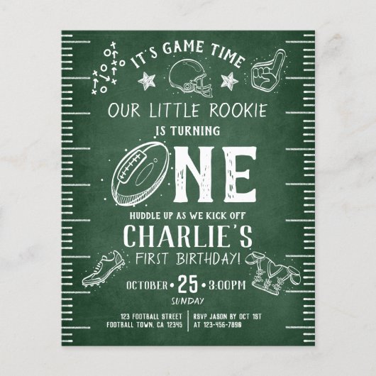 Budget Chalkboard Football Sport 1e Verjaardag (Voorkant)