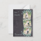 Budget Chalkboard Greenery Foto Weddenschap Bedank Notitiekaartje (Voorkant)
