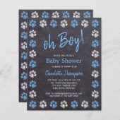 Budget Chalkboard Paw Drukt Blue Boy Baby shower a (Voorkant / Achterkant)