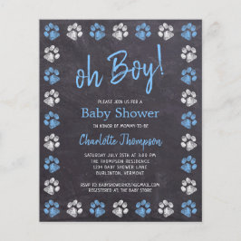 Budget Chalkboard Paw Drukt Blue Boy Baby shower a