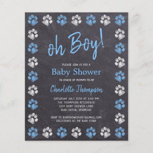Budget Chalkboard Paw Drukt Blue Boy Baby shower a