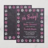 Budget Chalkboard Pink Girl Paw Baby shower (Voorkant / Achterkant)