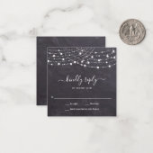 Budget Chalkboard String Lights Wedding RSVP Notitiekaartje (Voorkant / Achterkant in situ)