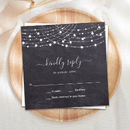 Budget Chalkboard String Lights Wedding RSVP Notitiekaartje