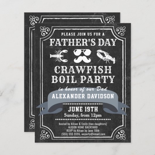 BUDGET Chalkboard Vaderdag Crawfish Innodiging (Voorkant / Achterkant)