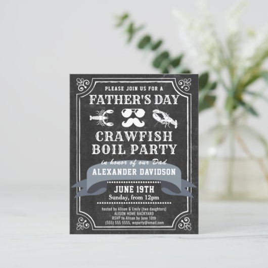 BUDGET Chalkboard Vaderdag Crawfish Innodiging (Staand voorkant)