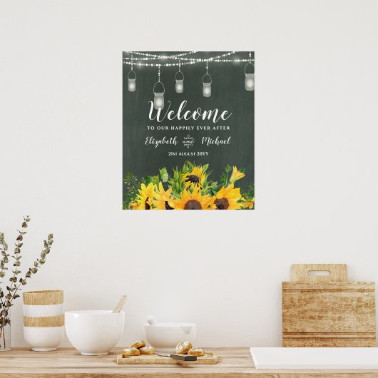 Budget CHALKBOARD Weddenschap Welkomstteken Zonneb Poster (Keuken)