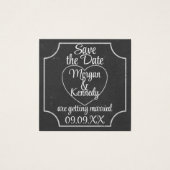 Budget Chalkboard Wedding Save the Dates 100 pack Vierkante Visitekaartjes (Voorkant)