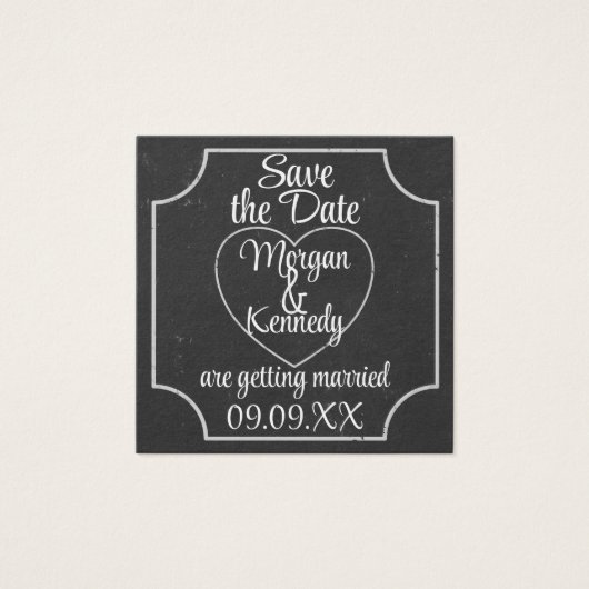 Budget Chalkboard Wedding Save the Dates 100 pack Vierkante Visitekaartjes (Voorkant)