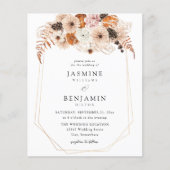 Budget Champagne BeigeOrange Rustic Floral Wedding Flyer (Voorkant)