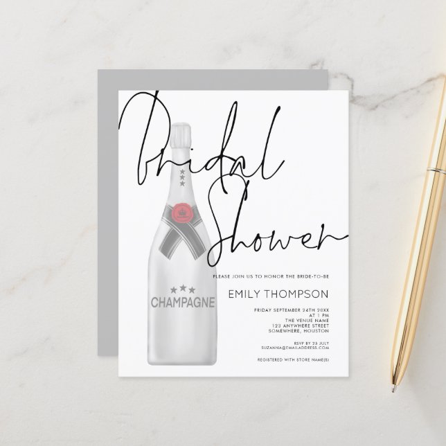 Budget Champagne Bottle Bridal Shower (Voorkant / Achterkant in situ)