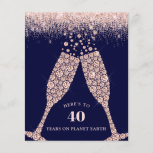 Budget Champagne Glitter 40e Verjaardag Uitnodigen