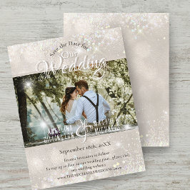 Budget Champagne Glitter Bruiloft Save the Date