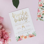 Budget Champagne Heart Gold Brunch & Bubble Bridal<br><div class="desc">Een chic-ontwerp met kalligrafie, een moderne typografische lay-out en leuke illustraties van de waterverf. Bij de bovenkant van deze uitnodiging, is er "brunch & bubbly"in geborsteld manuscript lettering met de naam van de bruid hieronder. De datum en de tijd worden gescheiden door een afbeelding van champagnebril die een hart met...</div>