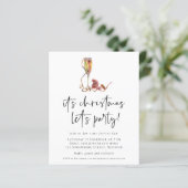 Budget Champagne Kerst Feest Uitnodiging (Staand voorkant)