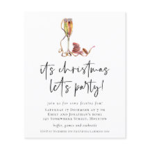 Budget Champagne Kerst Feest Uitnodiging